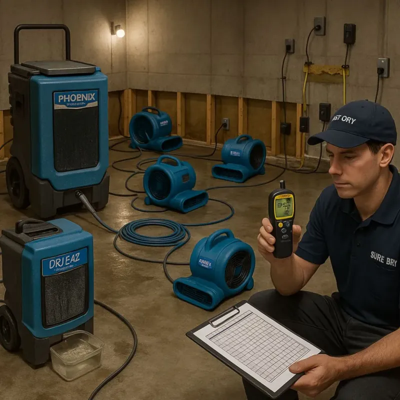 Structural Drying and Dehumidification process in Highlands-Baywood Park, CA